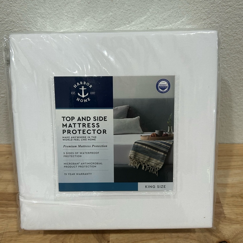 Harbor Home Mattress Top Protector Microban Treated Sz King NEW